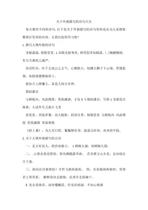 外貌描写的诗句