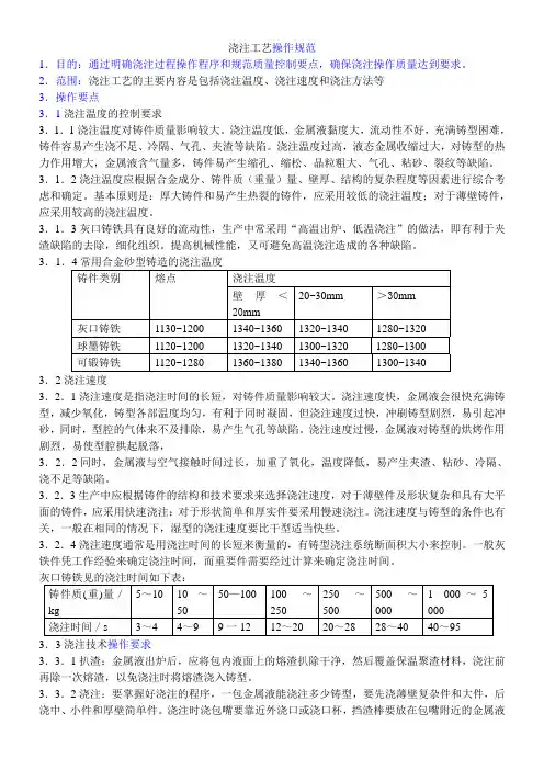 浇注工艺操作规范