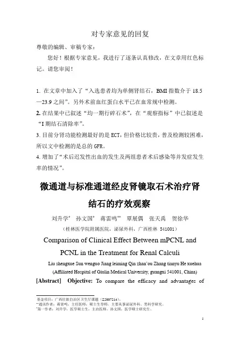 标准通道经皮肾镜与微通道经皮肾镜取石