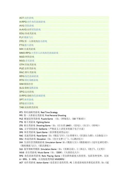 游戏类别