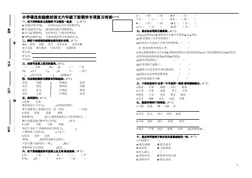 部编版语文六年级下册专项复习：词语(一)