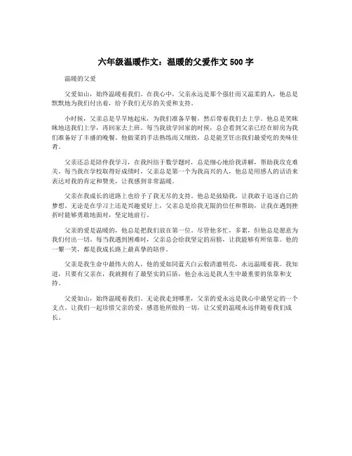 六年级温暖作文：温暖的父爱作文500字