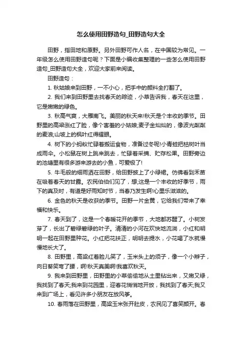 怎么使用田野造句_田野造句大全