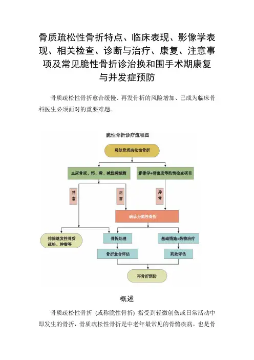 骨质疏松性骨折临床表现、影像表现、诊断治疗、康复、注意事项及脆性骨折诊治和围手术期康复与并发症预防