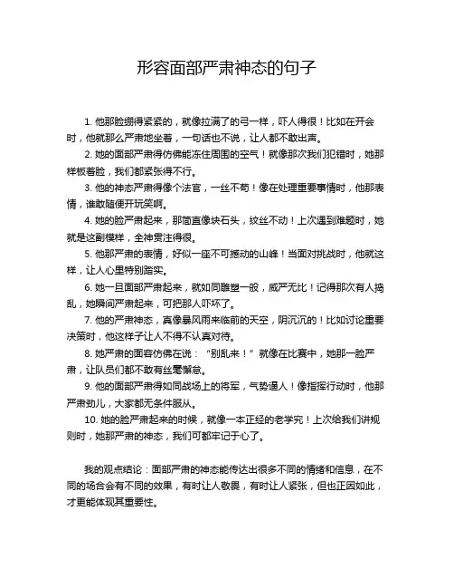 形容面部严肃神态的句子