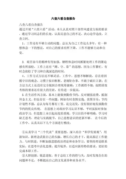 六查六看自查报告