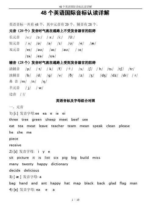 48个英语国际音标认读详解
