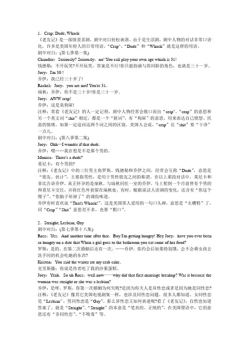 老友记中常出现的经典口语词汇详解