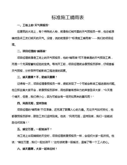 标准施工晴雨表