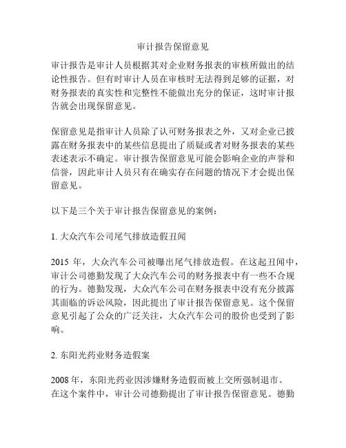 审计报告保留意见
