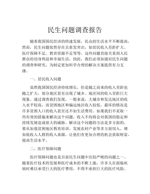 民生问题调查报告