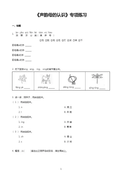 《韵母的认识》专项练习