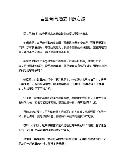 自酿葡萄酒去甲醇方法