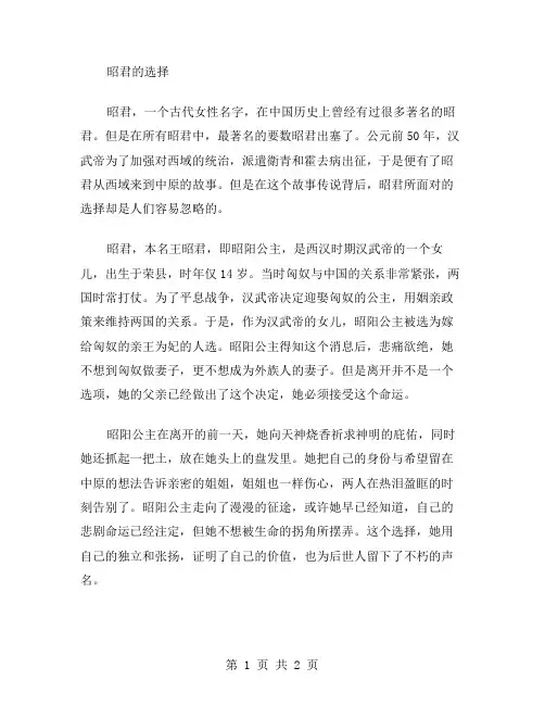 昭君的选择作文范文