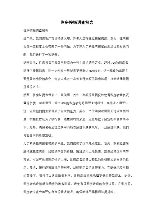 住房按揭调查报告