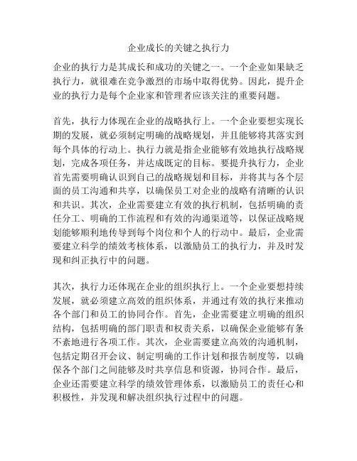 企业成长的关键之执行力