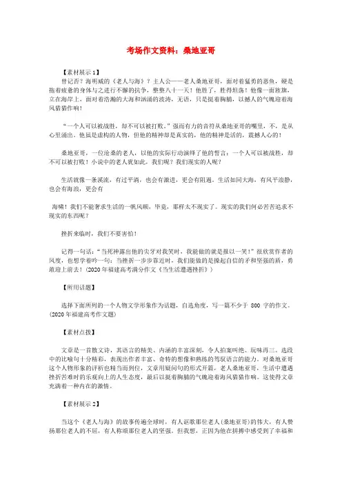 2020高考语文总复习 考场作文资料 桑地亚哥素材