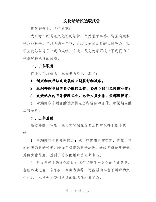 文化站站长述职报告