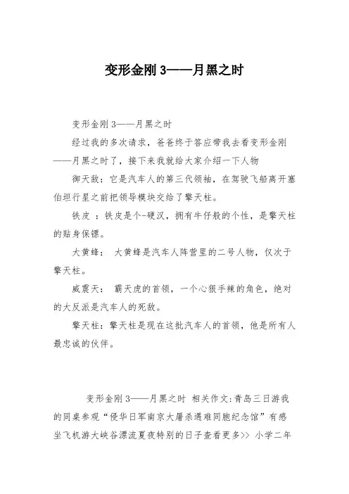 小学二年级作文：变形金刚3——月黑之时