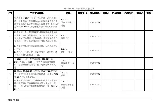 IATF16949-2016审核常见问题汇总