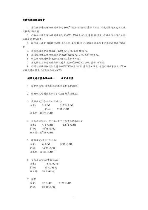 建筑设计收费标准
