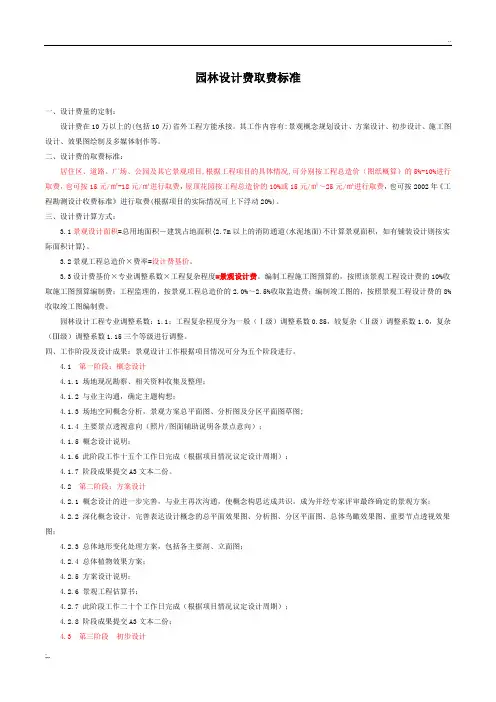 园林景观设计费取费标准