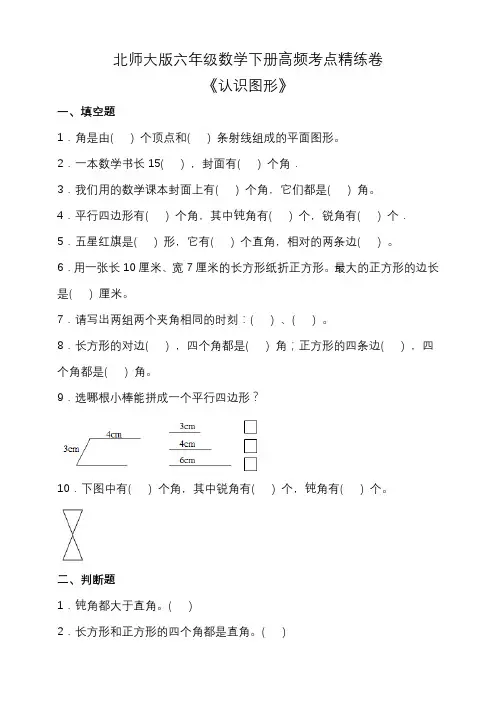 北师大版二年级数学下册第六单元高频考点精练卷(含答案)