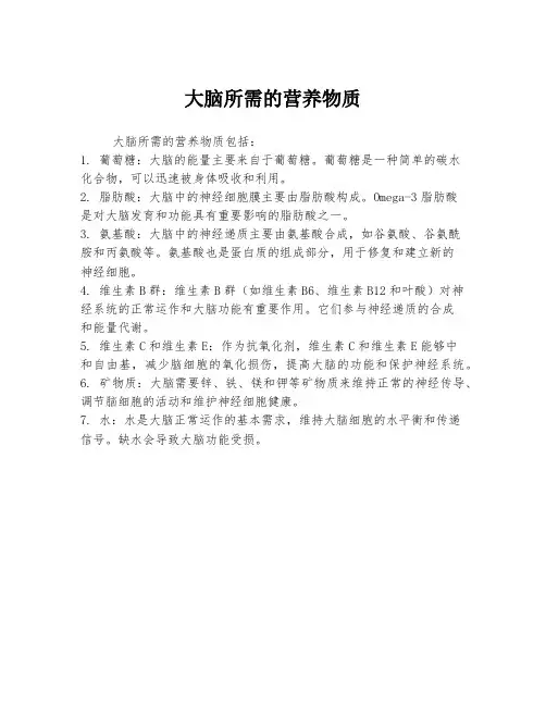 大脑所需的营养物质