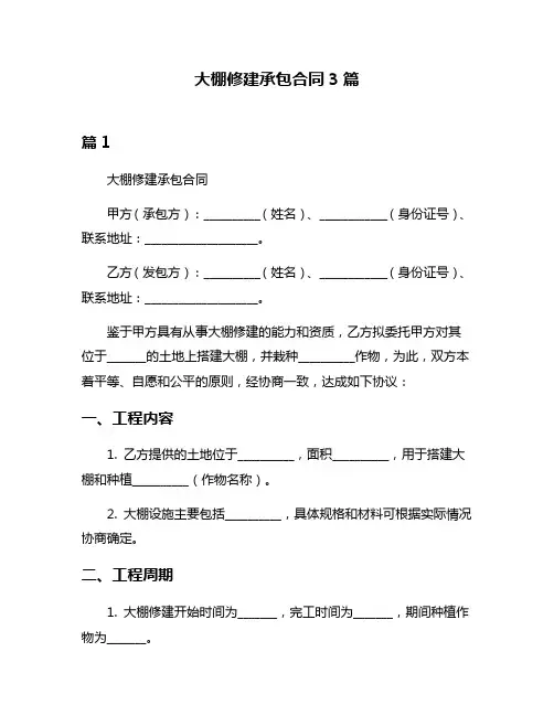 大棚修建承包合同3篇