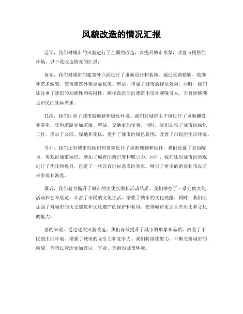 风貌改造的情况汇报