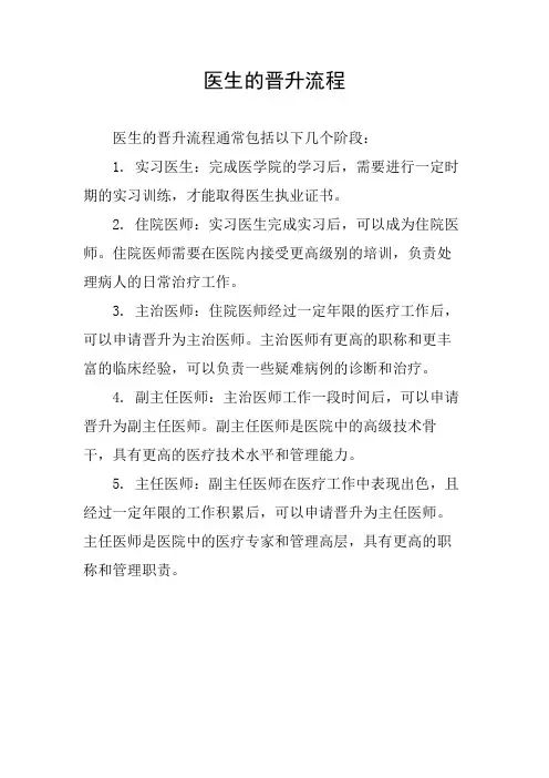 医生的晋升流程
