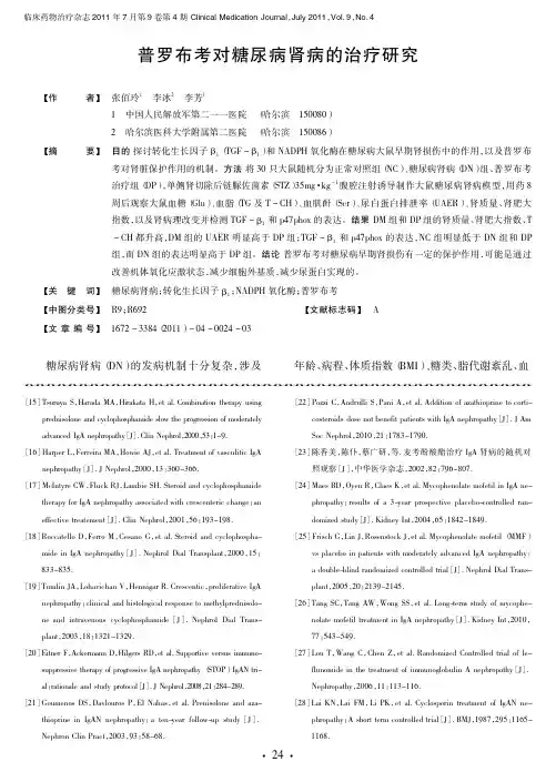 普罗布考对糖尿病肾病的治疗研究