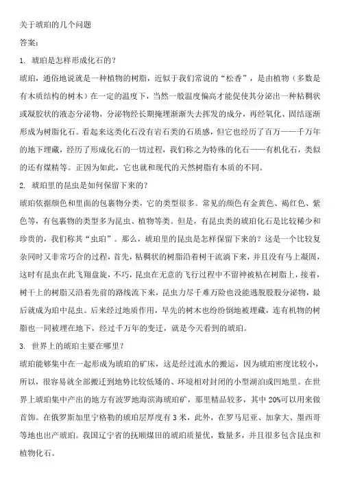 关于琥珀的几个问题