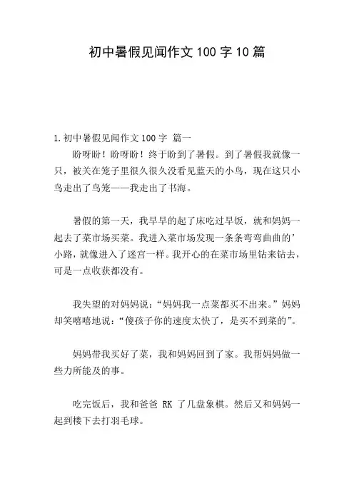 初中暑假见闻作文100字10篇