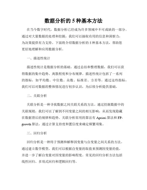 数据分析的5种基本方法