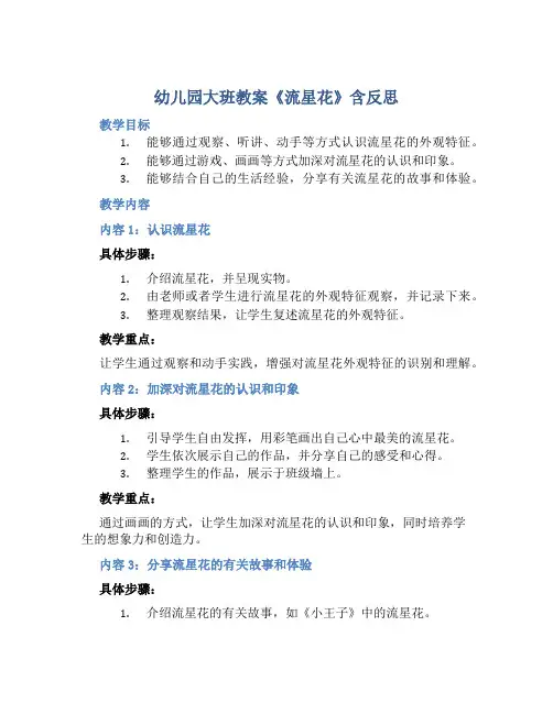 幼儿园大班教案《流星花》含反思
