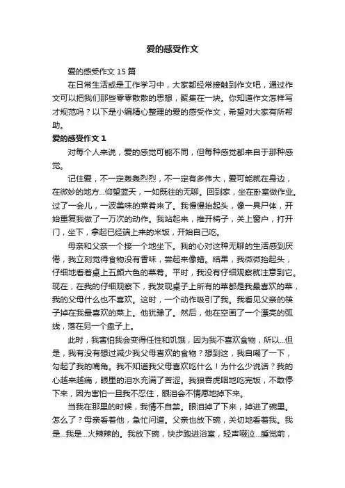 爱的感受作文15篇