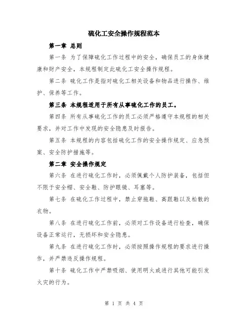 硫化工安全操作规程范本