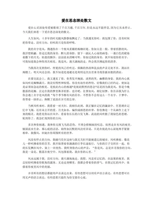 爱在思念深处散文