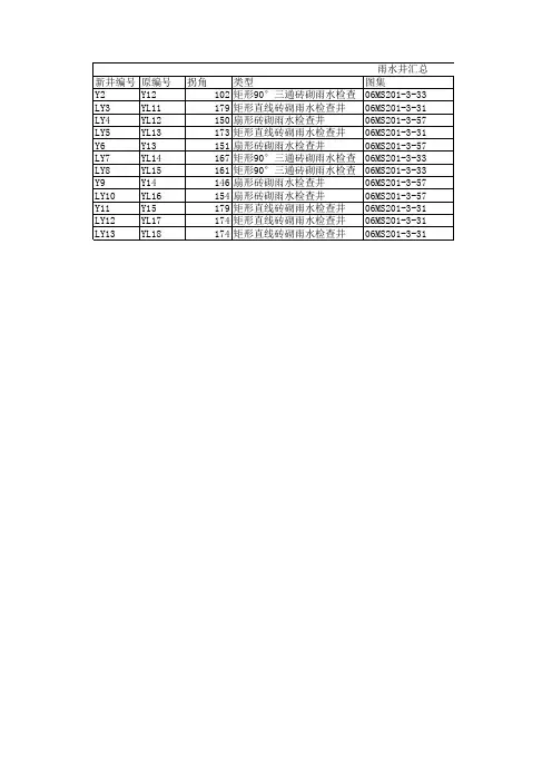 雨水井汇总表