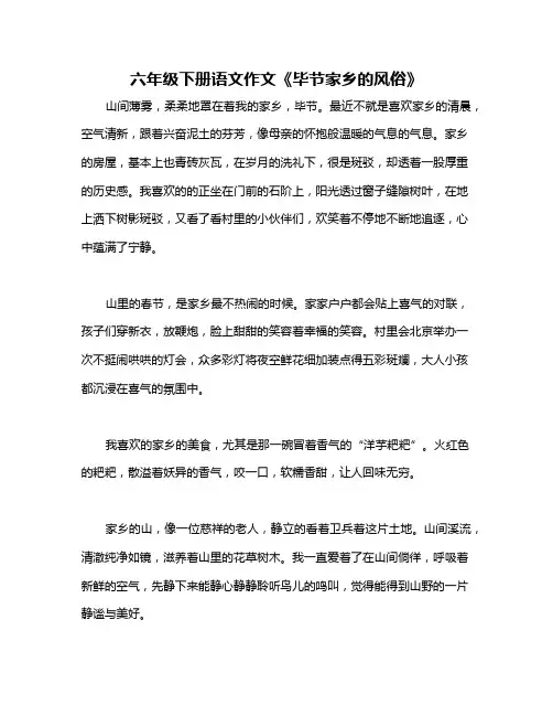六年级下册语文作文《毕节家乡的风俗》