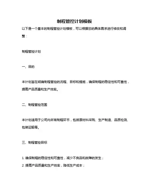 制程管控计划模板