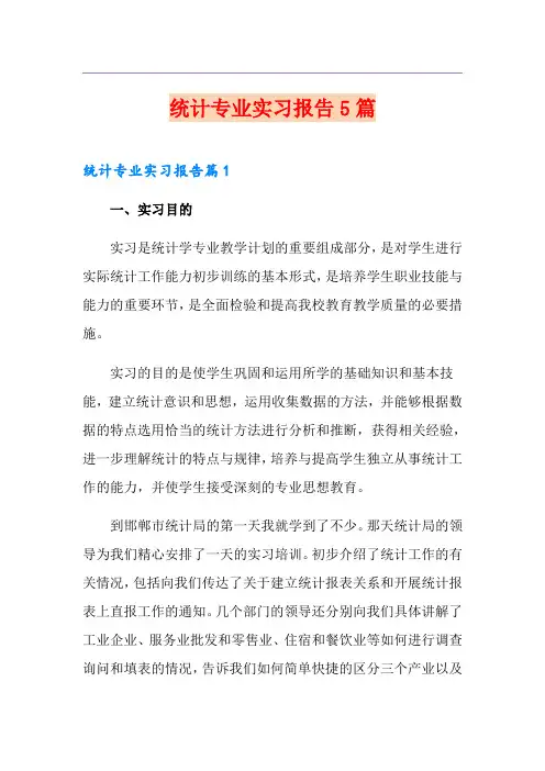 统计专业实习报告5篇