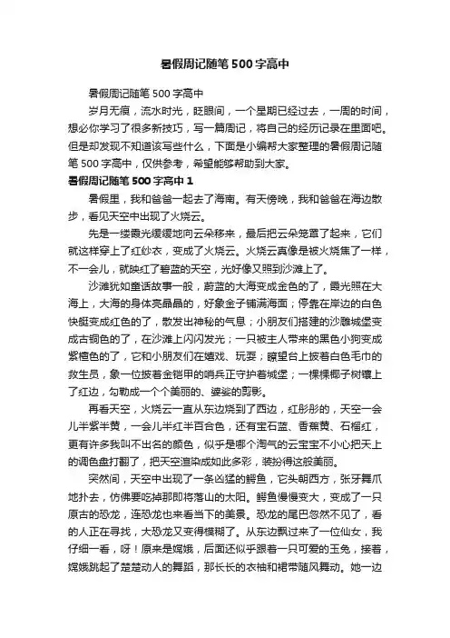 暑假周记随笔500字高中