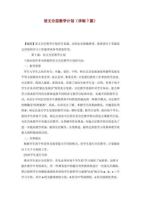 语文分层教学计划(详细3篇).doc