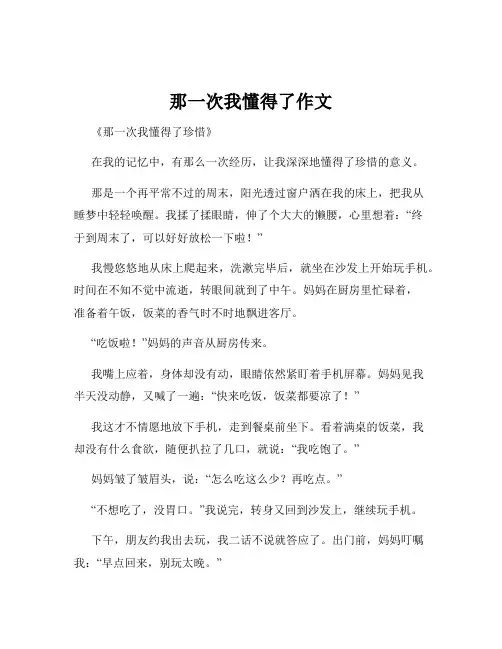 那一次我懂得了作文
