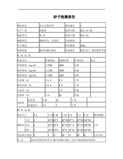 砂子检测报告