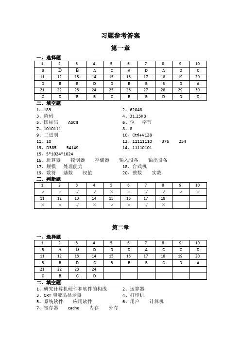 17级计算机基础课后习题参考答案