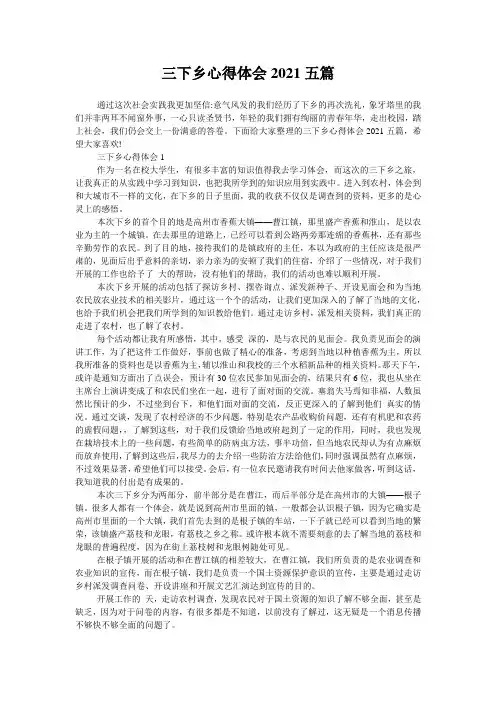三下乡心得体会2021五篇