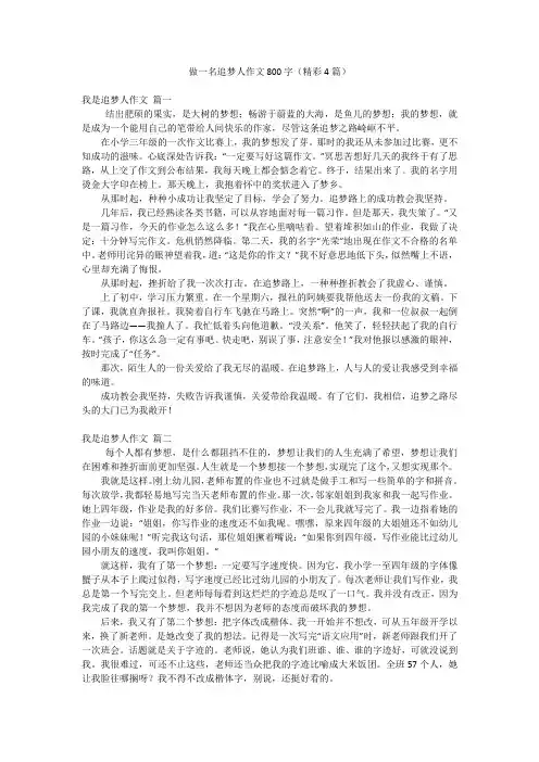 做一名追梦人作文800字(精彩4篇)